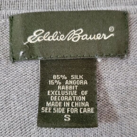Eddie Bauer Women's Gray Henley Silk Angora Long Sleeve Sweater - Picture 2 of 10